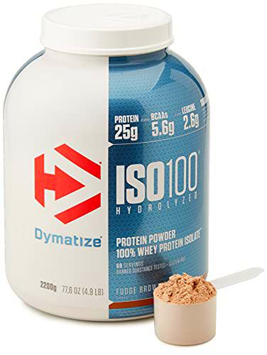 Dymatize ISO 100 Fudge Brownie 2,2kg - Hidrolizado de Proteína de Suero Whey + Aislado en Polvo