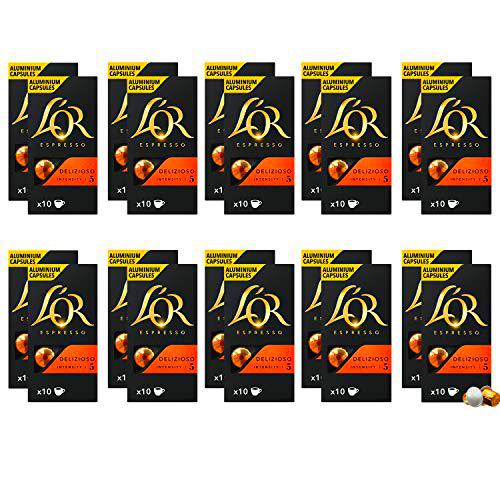 L'Or Espresso Café Delizioso Intensidad 5 - 200 cápsulas de aluminio compatibles con máquinas Nespresso (R)* (20 Paquetes de 10 cápsulas)