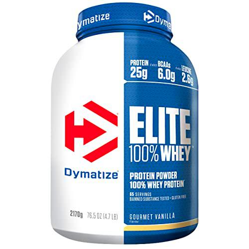 Dymatize Elite 100% Whey Gourmet Vanilla 2170g, Pulverizador de adecuada Poteína y Baja Azúcar + Proteína de Suero y BCAA