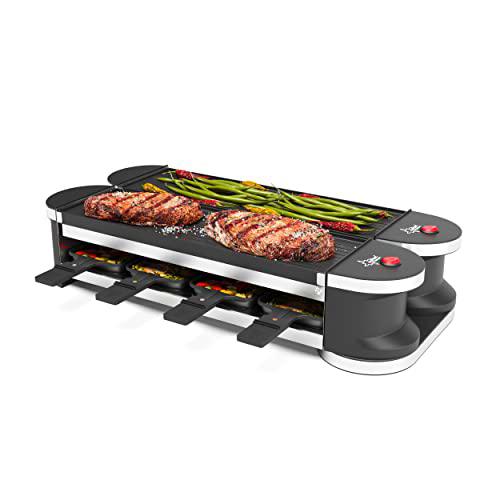 SUNTEC Raclette RAC-8151 Flex8 metal/stone - Barbacoa de mesa para 8 personas