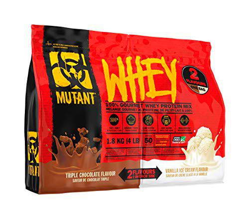 Mutant Whey - 100% proteína de suero en polvo, 22 g de proteína,- Triple chocolate y helado de vainilla