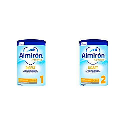 Almirón Advance Digest 1 Leche de Fórmula AntiColico y AntiEstreñimiento + Advance Digest 2 Leche de Fórmula AntiColico y AntiEstreñimiento en Polvo Desde Los 6 Meses, 800g