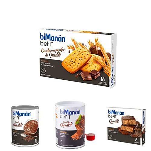 BiManán Pack de Galletas de Proteína + Crema de Proteína + Batido de Proteína + Barritas de Proteína