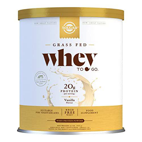 Solgar | Whey to Go | Proteína de Suero en Polvo (Sabor Vainilla Natural) | 907 Gramos