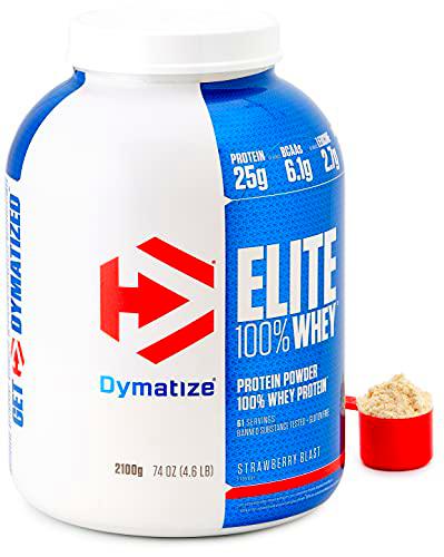 Dymatize Elite Whey Strawberry Blast 2.1Kg, Pulverizador de adecuada Poteína y Baja Azúcar + Proteína de Suero y BCAA