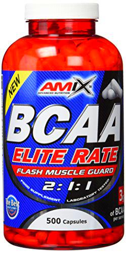 AMIX - BCCA Elite Rate 500 Cápsulas - Favorece la Recuperación Muscular y Ayuda a Definir los Músculos