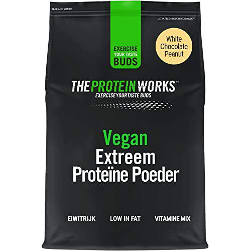 Proteína Vegana Extreme | Helado de Chocolate Blanco y Cacahuetes | 100% A Base De Plantas | Mezcla de 5 Proteínas | THE PROTEIN WORKS | 2kg