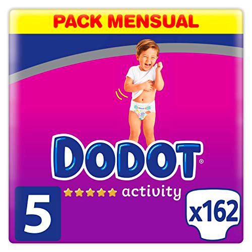 Dodot Pañales Bebé Activity Talla 5 (11-16 kg), 162 Pañales con Ajuste Más Resistente