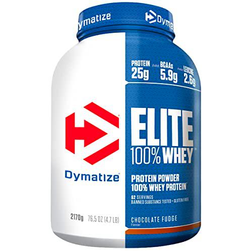 Dymatize Elite 100% Whey Chocolate Fudge 2170g, Pulverizador de adecuada Poteína y Baja Azúcar + Proteína de Suero y BCAA