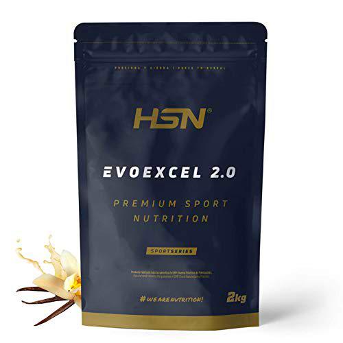 Whey Protein Isolate + Concentrate de HSN Evoexcel 2.0 | Sabor Vainilla 2 Kg = 67 Tomas por Envase | Batido Proteínas Suero de Leche con DigeZyme® LactoSpore® y Calostro