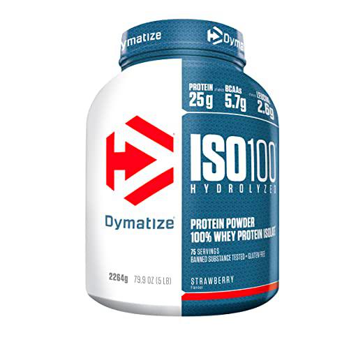 Dymatize ISO 100 Hydrolyzed Strawberry 2264g - Hidrolizado de Proteína de Suero Whey + Aislado en Polvo