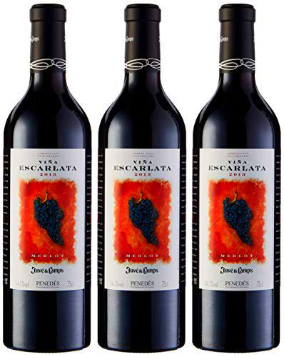 Juvé &amp; Camps | Vino Reserva Tinto Viña Escarlata | Pack de 3 botellas de 75 cl | D.O Penedes | Merlot