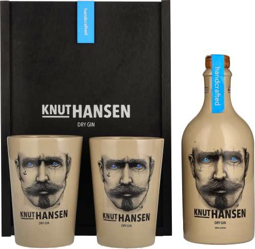 Knut Hansen Dry Gin 42% Vol. 0,5l in Holzkiste with 2 Keramiktassen