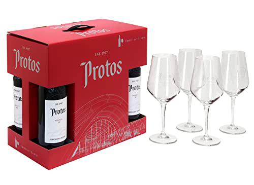 Bodegas Protos - Estuche 4 botellas Protos Crianza 75cl con 4 copas de vino