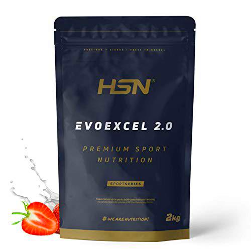 Whey Protein Isolate + Concentrate de HSN Evoexcel 2.0 | Sabor Fresa 2 Kg = 67 Tomas por Envase | Batido Proteínas Suero de Leche con DigeZyme® LactoSpore® y Calostro