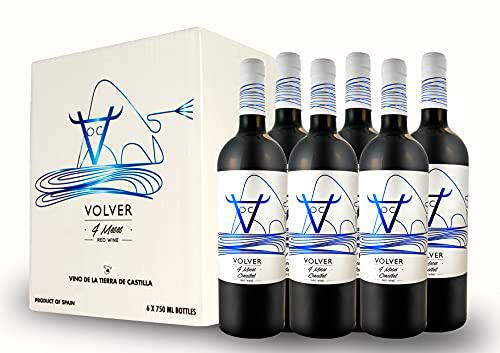 BODEGAS Y VIÑEDOS VOLVER | Vino Tinto Volver -4 meses- | Pack de 6 Botellas | Variedades Tempranillo y Cabernet Sauvignon | Vino de la Tierra de Castilla | Cosecha de 2019 | (6 Botellas x 750 ml) |