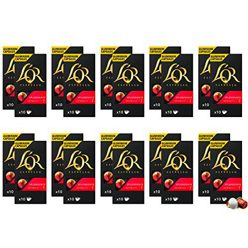 L'Or Café Espresso Splendente - Intensidad 7 - 200 Cápsulas de aluminio compatibles con cafeteras Nespresso®*