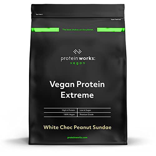 Proteína Vegana Extreme | Helado de Chocolate Blanco y Cacahuetes | 100% A Base De Plantas | Mezcla de 5 Proteínas | THE PROTEIN WORKS | 1kg