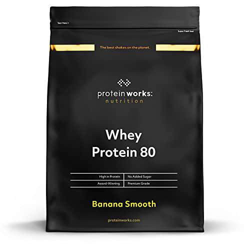 Whey Protein 80 | 82% De Proteína | Batido Alto En Proteínas &amp; Bajo En Azúcares | THE PROTEIN WORKS | Plátano Suave | 2kg