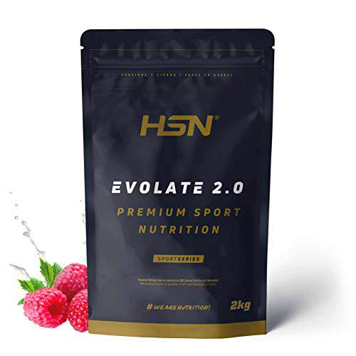 Aislado de Proteína de Suero de HSN Evolate 2.0 | Sabor Frambuesa 2 Kg = 67 Tomas por Envase | Whey Protein Isolate CFM + Enzimas Digestivas | No-GMO