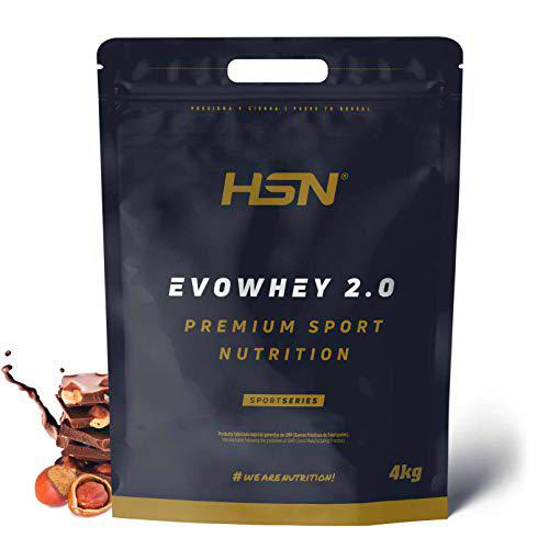 Concentrado de Proteína de Suero de HSN Evowhey Protein 2.0 | Sabor Chocolate Avellanas 4 Kg = 133 Tomas por Envase | Whey Protein Concentrate | No-GMO