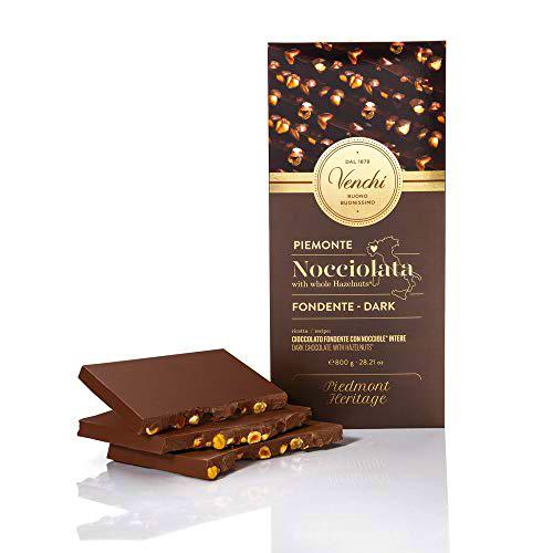 Venchi Maxitableta de Chocolate Negro 56 % con Avellanas del Piamonte IGP Enteras, 800 g