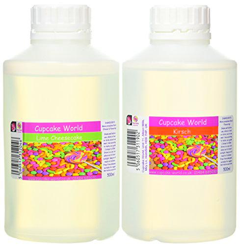 Cupcake World Intense Food Flavouring Duo Pack - Tarta de queso y Kirsch, 500 ml