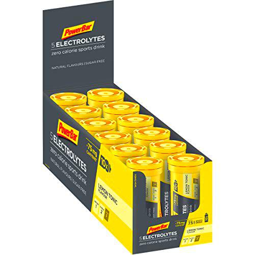 PowerBar 5 Electrolytes Lemon Tonic 12x10Tabs - Pastillas Efervescentes con 5 Electrolitos + 75mg Cafeína