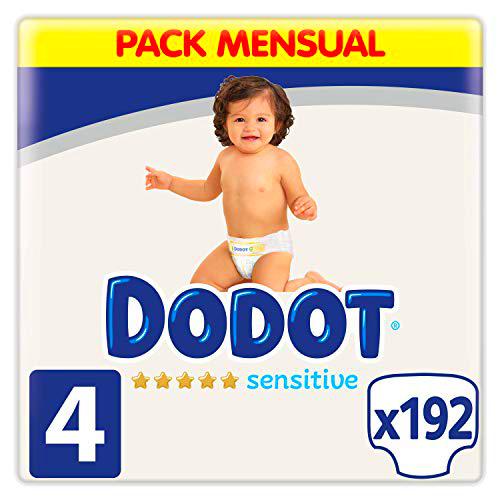 Dodot Pañales Bebé Sensitive Talla 4 (9-14 kg), 192 Pañales