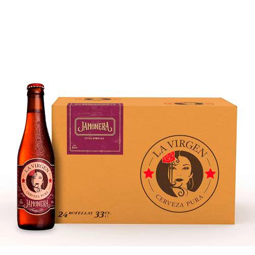 La Virgen Jamonera - Cerveza Amber Ale Artesana, Pack 24 botellas x 33 cl