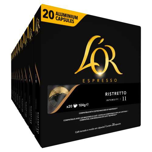 L'Or Espresso Café Ristretto Intensidad 11 - 200 cápsulas de aluminio compatibles con máquinas Nespresso (R)* (10 Paquetes de 20 cápsulas)