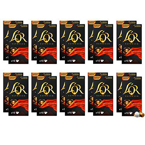 L'Or Espresso Café Colombia Intensidad 8 - 200 cápsulas de aluminio compatibles con máquinas Nespresso (R)* (20 Paquetes de 10 cápsulas)