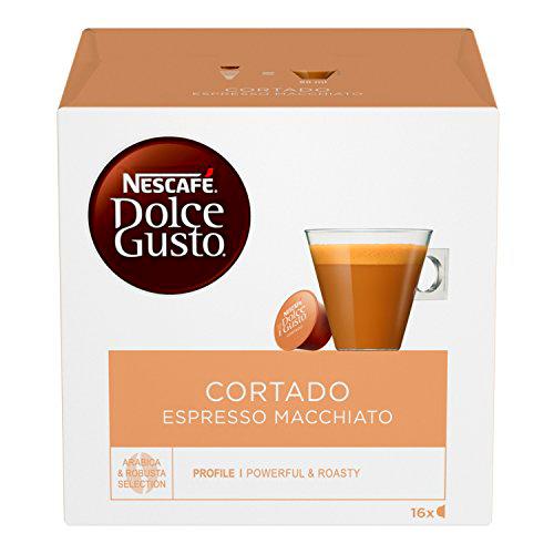 DOLCE GUSTO NESCAFÉ Cortado Espresso Macchiato PACK16 Mace, Negro