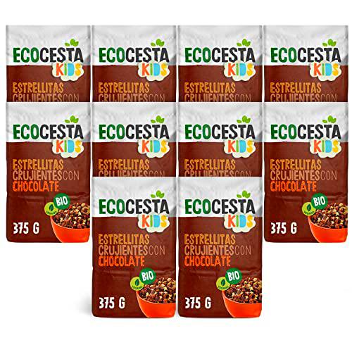 Ecocesta - Pack de 10 Bolsas de Estrellitas Crujientes Ecológicas con Chocolate de 375 g