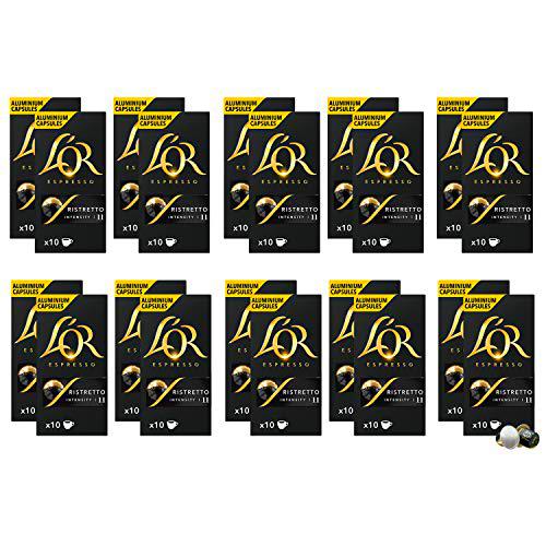 L'Or Espresso Café Ristretto Intensidad 11 - 200 cápsulas de aluminio compatibles con máquinas Nespresso (R)* (20 Paquetes de 10 cápsulas)