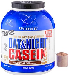 Weider Day &amp; Night Casein Chocolate 1,8 kg. Fórmula protéica a base de puro caseinato cálcico