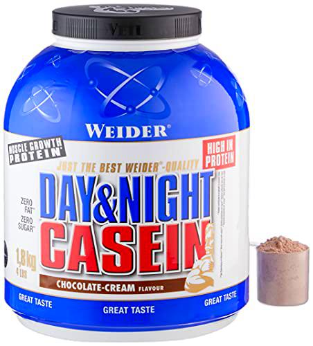 Weider Day &amp; Night Casein Chocolate 1,8 kg. Fórmula protéica a base de puro caseinato cálcico