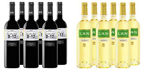 Pack Especial LAN - 6 Botellas Vino Tinto D-12 Crianza 75cl + Regalo De 6 Botellas Vino Blanco 75cl