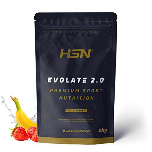 HSN Aislado de Proteína de Suero Evolate 2.0 | Sabor Fresa Plátano 2 Kg = 67 Tomas por Envase | Whey Protein Isolate CFM + Enzimas Digestivas | No-GMO