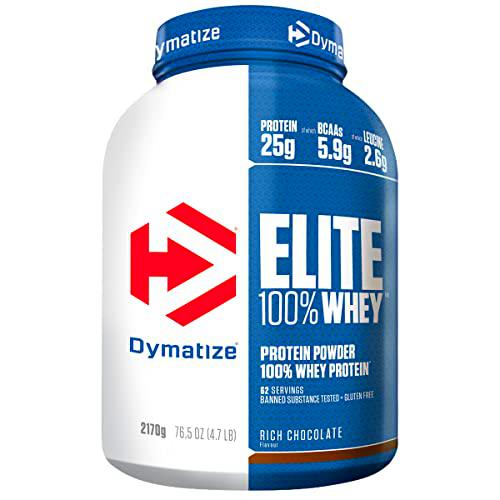 Dymatize Elite 100% Whey Rich Chocolate 2170g, Pulverizador de adecuada Poteína y Baja Azúcar + Proteína de Suero y BCAA