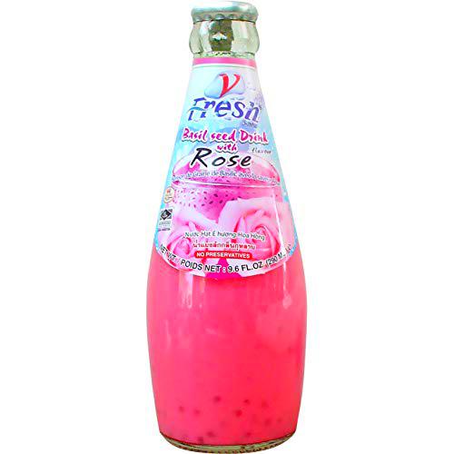 V-Fresh Bebida rosa con semillas de albahaca paquete 24 x 290 ml 0.29 ml