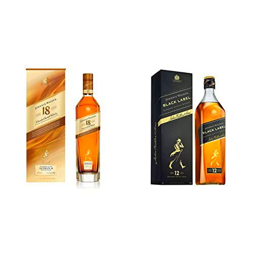 Johnnie Walker Whisky Escocés Blended 18 Años, 700ml + Black Label