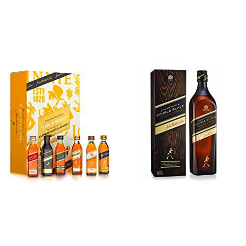 Johnnie Walker Kit de Degustación 12x5cl + Double Black Label Whisky Escocés Blended, 700 ml