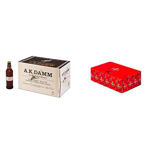 Damm - Cerveza A.K. Damm, Caja de 24 Botellas 33cl | Cerveza 100% Malta + Cerveza Estrella