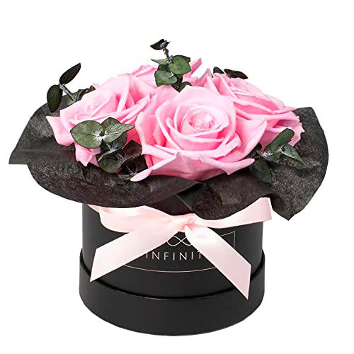 Infinity Flowerbox - Bouquet de eucalipto Rosa - Rosa enlatada en Caja de Regalo