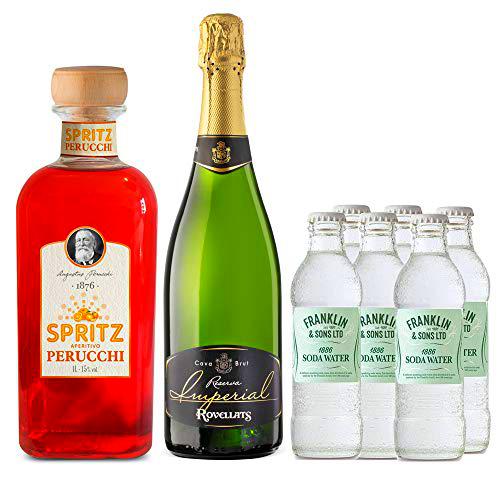 vins&amp;co barcelona Pack Perucchi Aperitivo Spritz + 1 botella de Cava Rovellats Reserva Imperial + 6 sodas Franklin Sons 1886