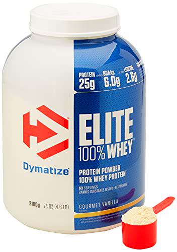 Dymatize Elite Whey Gourmet Vanilla 2.1Kg, Pulverizador de adecuada Poteína y Baja Azúcar + Proteína de Suero y BCAA