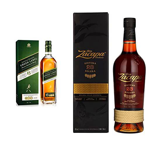 Johnnie Walker Green Label Whisky Escocés Blended, 700 ml + Ron Zacapa Centenario 23 Solera Gran Reserva