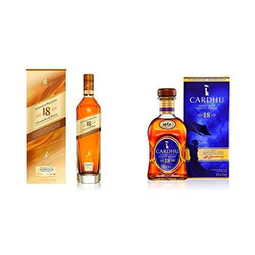 Johnnie Walker Whisky Escocés Blended 18 Años, 700ml + Cardhu 18 Años Whisky Escocés Single Malt, 700 ml