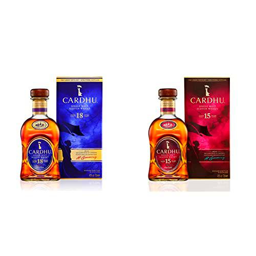 Cardhu 18 Años Whisky Escocés Single Malt, 700 ml + 15 Años Whisky Escocés, 700ml